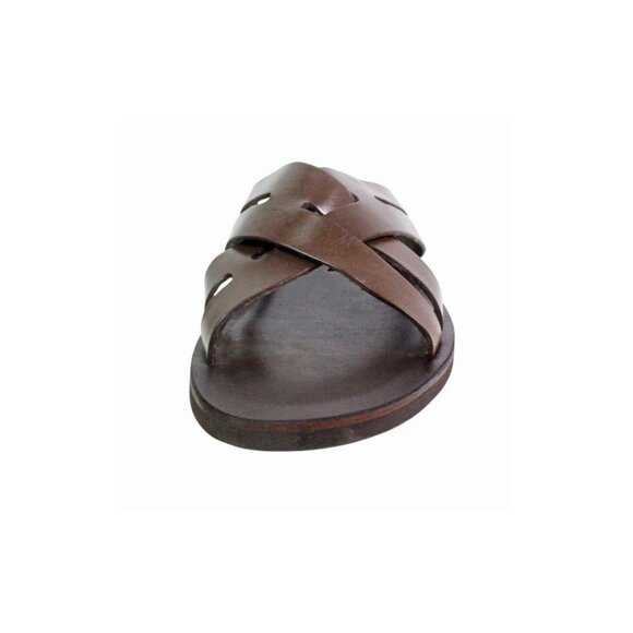 Fiji Brown Italian Leather Sandals Mens
